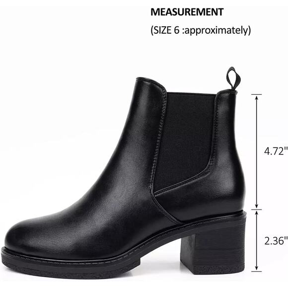 ACANER Chunky  Low  Heel Ankle Chelsea Slipon Faux Leather Combat Lug Platform 8 - Picture 1 of 2